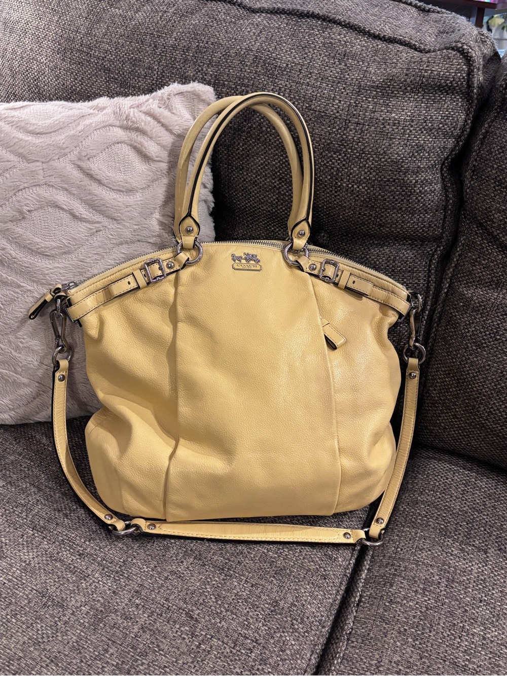 Coach Yellow Leather Shoulder Tote with Removable Strap